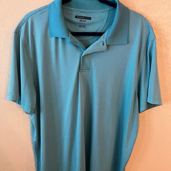 Van Heusen Other - 🔔2/$15 XXL VANHEUSEN STUDIO LIKE NEW SHORT SLEEVED BLUE & WHITE PIN STRIPE POLO